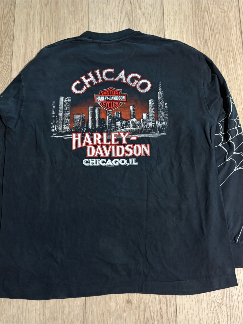 Harley-Davidson Black Long Sleeve Spider Web Logo Kids Shirt - Picture 3 of 5